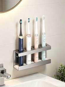 Wall-Mounted Electric Toothbrush Holder, 4-Slot With Diatomite Tray, Suitable For AquaSonic Black Series, Kingheroes And Other Electric Toothbrushes - Multicolor - View 8