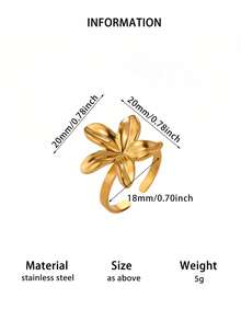 18K Gold Plated Stainless Steel Feather Flower Adjustable Ring, Anti-Fading, Suitable For Summer Beach, Bridesmaid, Wedding, Jewelry Gift For Mom, Friend, Daughter - Various - View 14