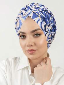 1 chiếc mũ len nữ in hoa thắt nút, kiểu dáng xếp nếp, thích hợp cho người bị ung thư và hóa trị | Phụ kiện dành cho người rụng tóc - màu sắc - Xem 2