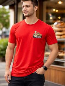 Camiseta Para Padaria Uniforme Confeitaria Poliéster - Vermelho - Visão 4