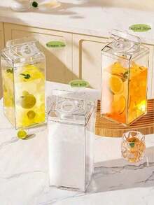Grande tasse carrée pour le lait, bocal de rangement alimentaire transparent et scellé, récipient portable pour jus et boissons, convient pour le Nouvel An, la Fête des Mères, la remise des diplômes, les voyages d'été, les vacances, cadeau pour les femmes - Multicolore - Voir 3
