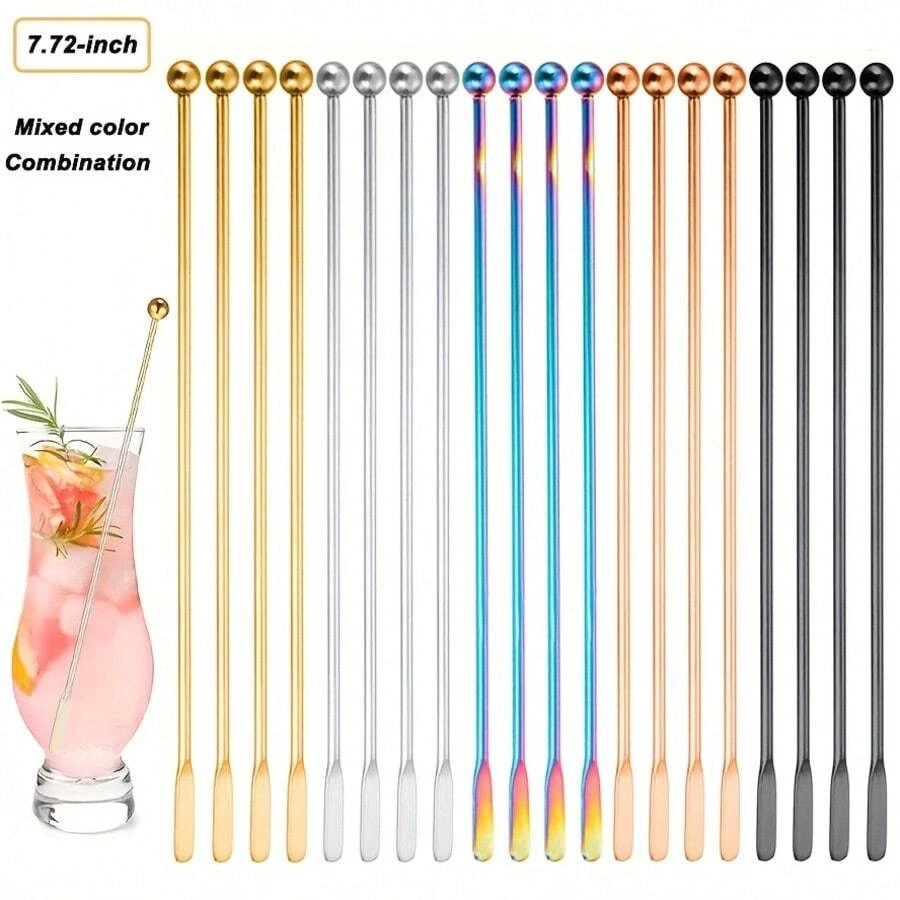 5/10Pcs 18.8cm/7.4in Stainless Steel Cocktail Muddler Stirrer, Creative Bar Tool, Suitable For Bars, Cafes, Mixing Milk Tea, Honey And More
