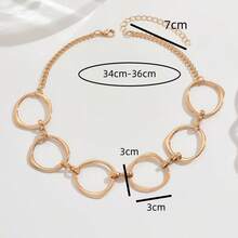 1pc Minimalist Geometric Circle Choker Necklace For Women, Neck Decor Suitable For Banquet, Party And Daily Wear - Yellow Gold - View 4