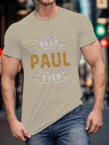 Camiseta de Verano para Hombre Talla Grande, NICEST BEST Paul EVER con Estampado Gráfico, Camisetas de Manga Corta, Tops Casuales de Moda para la Vida Diaria, para Hombres Altos y Corpulentos - Negro - Ver 9