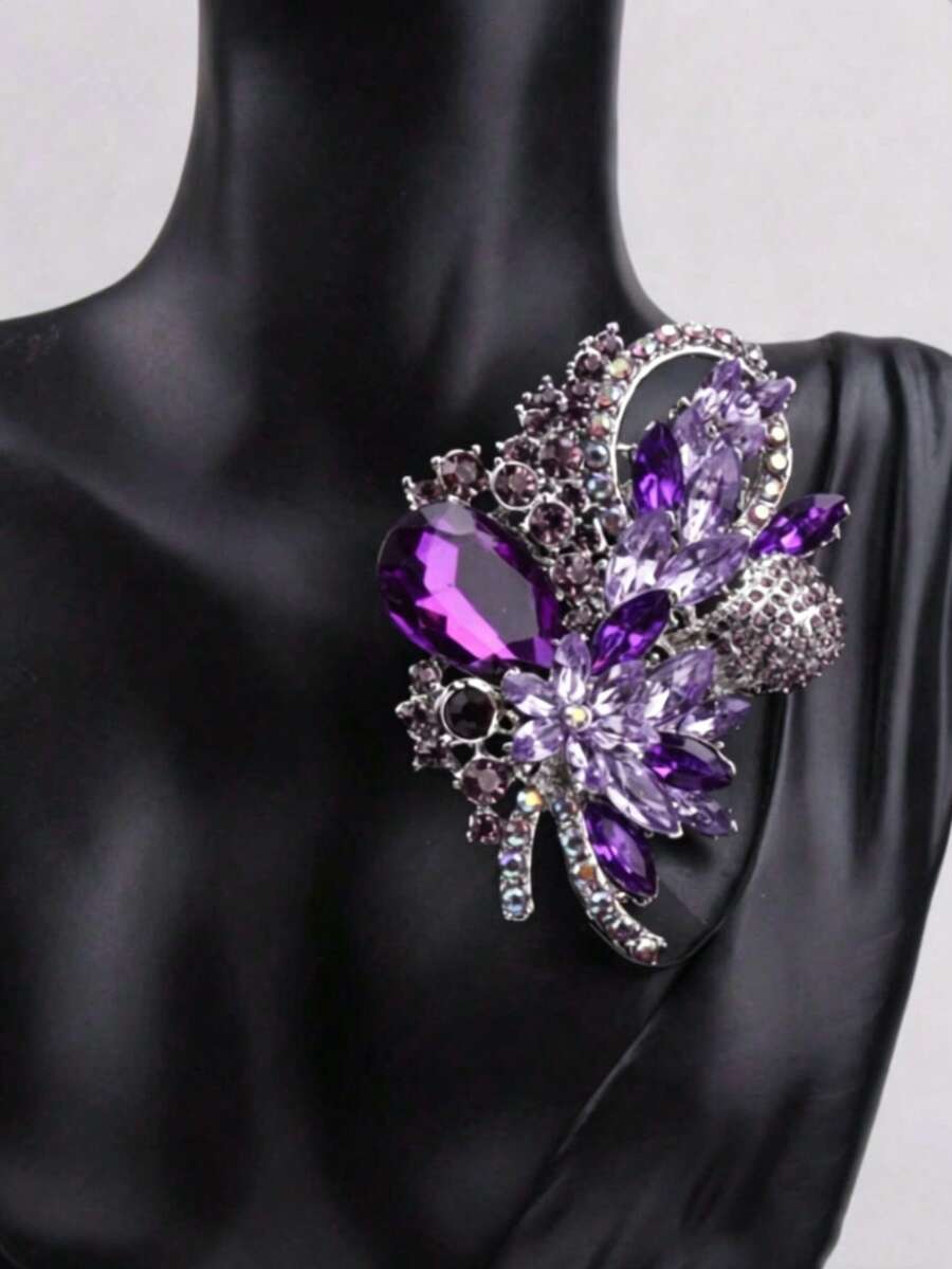 1 buah Bros Mewah Berkilau, Cocok untuk Blazer Wanita, Elegan untuk Acara Sehari-hari dan Pesta, Sepanjang Musim - Purple - View 1