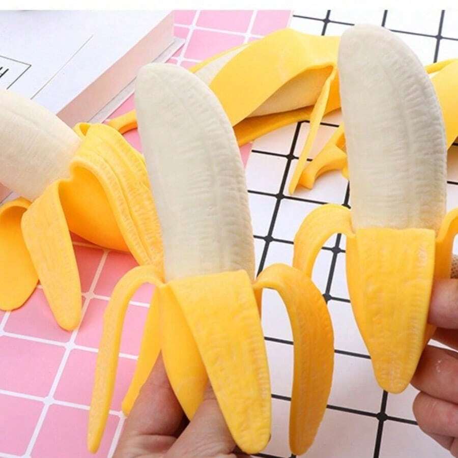 趣味香蕉挤压软玩具，新颖橙子挤压减压球，恶作剧趣味水果挤压玩具，青少年及成人减压挤压玩具，节日派对礼物，适合复活节、万圣节、圣诞节、感恩节 - 彩色 - 查看 1