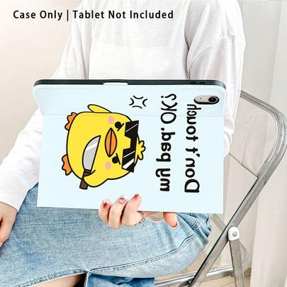 1 ốp lưng máy tính bảng hình gà dữ tợn cầm dao, có khe cắm bút, phù hợp với các dòng máy phổ biến của Apple, Honor, v.v. Chức năng tự động tắt/mở màn hình, thích hợp làm quà tặng cho mùa tựu trường, ngày Valentine, các ngày lễ.