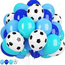 70 Stücke Fußball Thema, blaues Fußball Ballon Set, 12 Zoll Fußball Ballons, Party Dekoration, geeignet für Fußball Match Feier, Geburtstags Party, Hochzeit, Sommer Abschlussfeier, Baby Shower, verschiedene Partys - Blauer Fußball - Übersicht 2