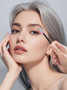 100/50支装睫毛刷、睫毛膏刷、可弯曲一次性眉刷、睫毛嫁接刷、眉刷、蓖麻油刷 - 彩色 - 查看 5