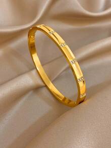 Pulsera única de rama y bambú para mujer, pulsera delgada de lujo con circonita, pulsera apilable de acero inoxidable dorado para fiesta, Día de la Madre, vacaciones, temporada de bodas, festivales de música, San Valentín, Navidad - Multicolor - Ver 6
