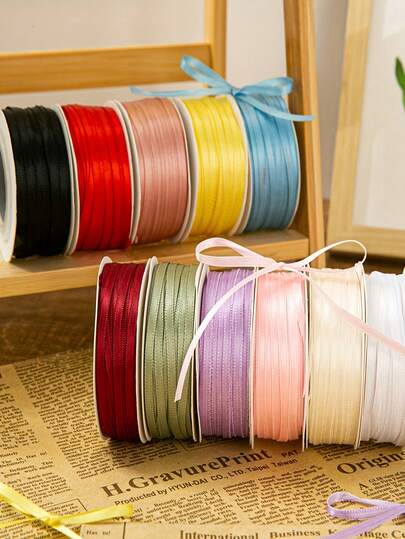 50 Yards/Roll Double-Sided Colorful Polyester Satin Ribbon, Suitable For Daily Home, Holidays, Birthday Parties, Weddings, Floral Arrangements, Bookmarks, Balloon Decorations, Packaging Ribbons, Hair Accessories
