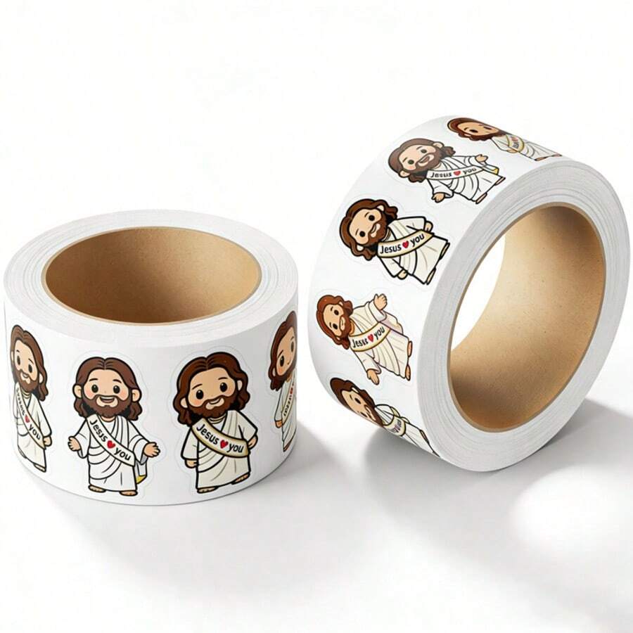250pcs Cartoon Jesus Stickers, Multifunctional Stickers, Decorative Stickers, DIY Stickers, Cartoon Journal, Decorative Sealing Stickers - Multicolor - View 1