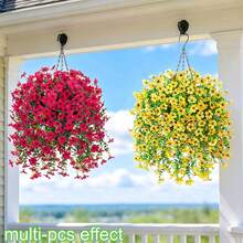 1 Stück künstliche lila Weinblume Dekoration, inklusive realistischer Eukalyptusblätter und lila Prunkwinde, geeignet für Hochzeit, Zuhause, Büro, Garten Dekoration, Geburtstag, Jahrestag, Feiertage, Abschluss, ganzjährig, UV-beständig - Verschiedenfarbig - Übersicht 13