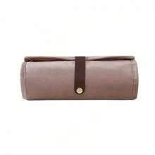 Portable Jewelry Roll Organizer Travel Foldable Pouch Compact Jewelry Wrap For Necklaces, Earrings, Rings - Brown - View 7