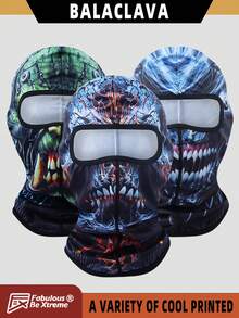 Fabulous Be Xtreme Máscara de pasamontaña con estampado de calavera feroz, máscara facial transpirable para exteriores, ciclismo, senderismo, pesca, protección solar, adecuada como forro de casco - Multicolor - Ver 1