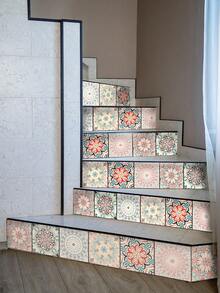 SUPSTICKER 1 Rollo de Pegatina para Escalón Estilo Boho, PVC Despegable y Adhesivo Removible, 7.09x41.81in, Para Escaleras, Gabinetes, Entrada y Pared - 1 pieza - Ver 11
