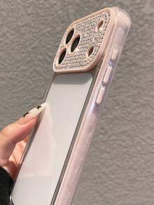 Luxury Bling Glitter Rhinestone Clear Transparent Phone Case Compatible With IPhone 17 Pro 17 16 Pro Max 16 Pro 16 15 Pro Max 15 Pro Max 15 Pro 15 14 Pro Max 14 Pro 14 13 Pro Max 13 Pro 13 Camera Protection Back Cover - Pink - View 3