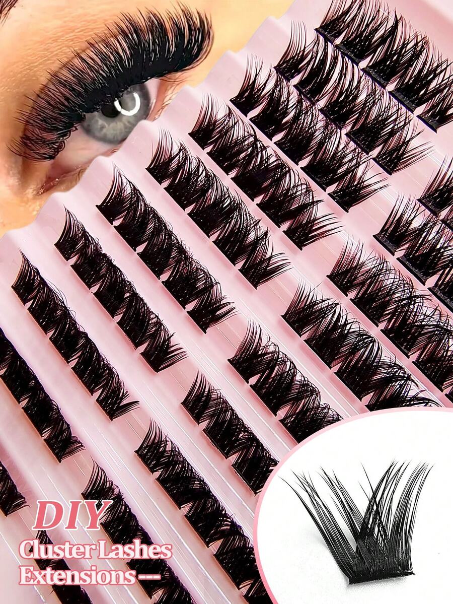 Asiteo DIY Lash Clusters 100pcs D Curling Lash Extension Individual Lashes Look Like Extension Fluffy False Eyelashes - D - View 1