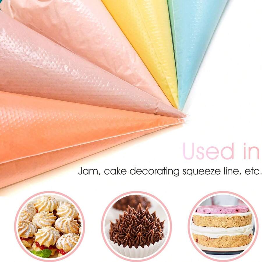 Bộ 50/100 túi bắt kem trong suốt tái sử dụng, túi trang trí bánh, túi làm bánh dùng một lần, túi trang trí bánh ngọt. Thích hợp để tự trang trí bánh ngọt, bánh macaron, bánh quy, bánh pastry, v.v. Áp dụng cho việc trang trí bánh kem, bánh cupcake, kem bơ, bánh quy và kẹo. - Xem 1