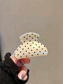 2pcs/1pc Women White & Black Polka Dot Plastic Hair Clips, Fashion Versatile, Elegant Minimalist Solid Color Design, Sweet & Cute, Suitable For Casual, Outdoor, Beach, Party, Women Accessories, Gift - A - View 4