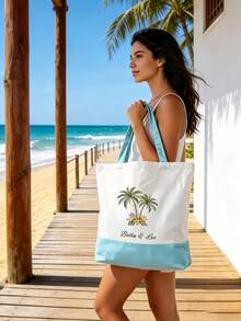 Túi tote in chữ theo yêu cầu, Túi tote chào mừng đám cưới họa tiết cây cọ, Túi quà tặng cho phù dâu, Quà lưu niệm đám cưới điểm đến, Túi quà tặng nhiệt đới, Quà tặng cho phái nữ, Túi đi biển, Quà tặng tiệc cô dâu - Nhiều màu - Xem 4