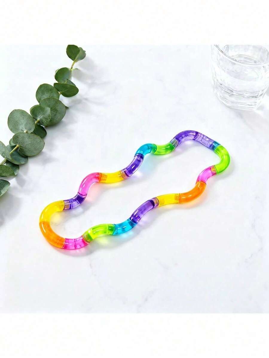 1pc New Color Changing Twist Fidget Toy, Transforms Into Multiple Shapes, Stress Relief Toy For Teens, Crystal Color Twisty Toy, Handheld Desktop Toy To Relieve Anxiety, Suitable For  Outdoor, Office, Perfect As Desktop Decor, Party Favor, Holiday Gift - 彩色 - 查看 1