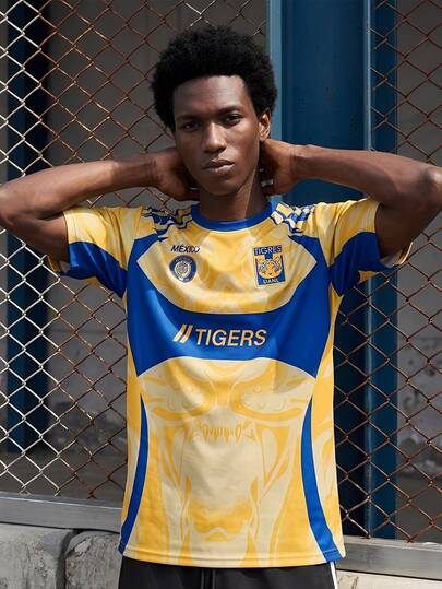 EVRINFINITE 3D Printed Men's Fashionable Short Sleeved Shirt, Men's Football Jersey With Tiger Pattern, Suitable For Games, Football Training, Daily Fitness And Leisure Gifts