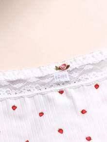 4pcs/Pack Women's Romantic Printed Panties, Lace Patchwork Design - Multicolor - View 5