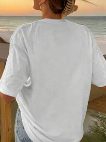 Damen T Shirt Bequem Modern Sommer Look  Fashion Must Have Perfekt Für Alltag Und Freizeit Neu Eingetroffen - trắng - Xem 3