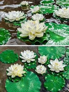 5/10件人造荷花裝飾,仿真荷葉,DIY,適用於池塘、魚缸、水族館、游泳池、水景裝飾,可漂浮於水面,完美適合節日、派對、聖誕節、感恩節裝飾 - 多色 - 查看 7