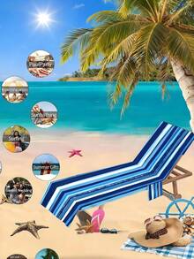 1件沙滩椅套，沙滩巾配件，沙滩必备品，数码印花条纹椅套，条纹印花沙滩巾，速干躺椅巾，柔软沙滩巾，休闲躺椅毯。 - A - 查看 5