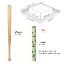 兒童生日包裝紙，綠色背景配戴生日帽的卡通牛，塗層紙 43cm*3m (1 捲)。適用於兒童生日派對、幼兒園畢業禮物、親子主題派對、兒童 DIY 包裝及兒童生日裝飾。 - A - 查看 10