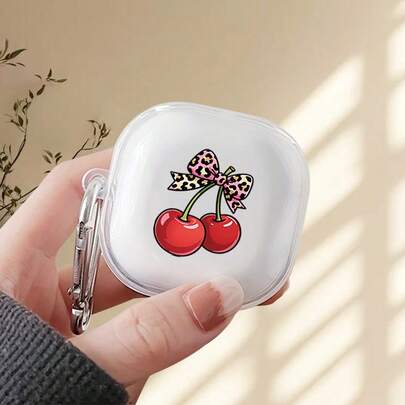 Cherry Bow 豹纹耳机保护套，兼容三星 Galaxy Buds/Buds Pro/Buds2/Buds2 Pro/Buds LIVE/Buds FE/Buds+ 耳机，全新无线耳机保护套，适用于 Galaxy Buds 4