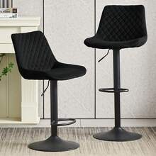 ZOONFA Modern Heavy Duty Black Velvet Bar Stool Height Adjustable 360° Swivel With Backrest And Footrest For Kitchen Island Counter - Black - View 10