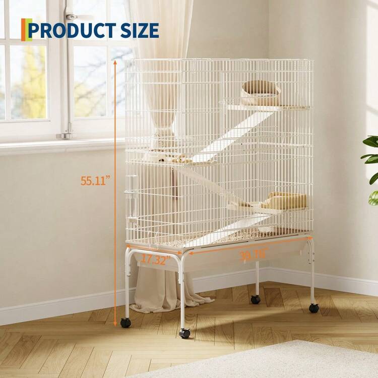 Large Rodent Cage With Wheels, 3 Levels - Cage For Rabbits, Ferrets, Guinea Pigs With Platforms And Ramps - B - 查看 2