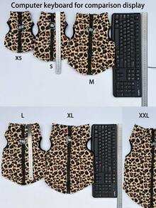 Apricot Colored Leopard Print Water-Based Printed Fabric Pet Padded Coat Dog Jacket With Zipper On The Back - Apricot - View 3
