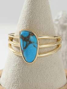 优雅不对称合成绿松石全套时尚经典戒指，是女士日常、派对和宴会的理想礼物之选。 - 雙色 - 查看 14