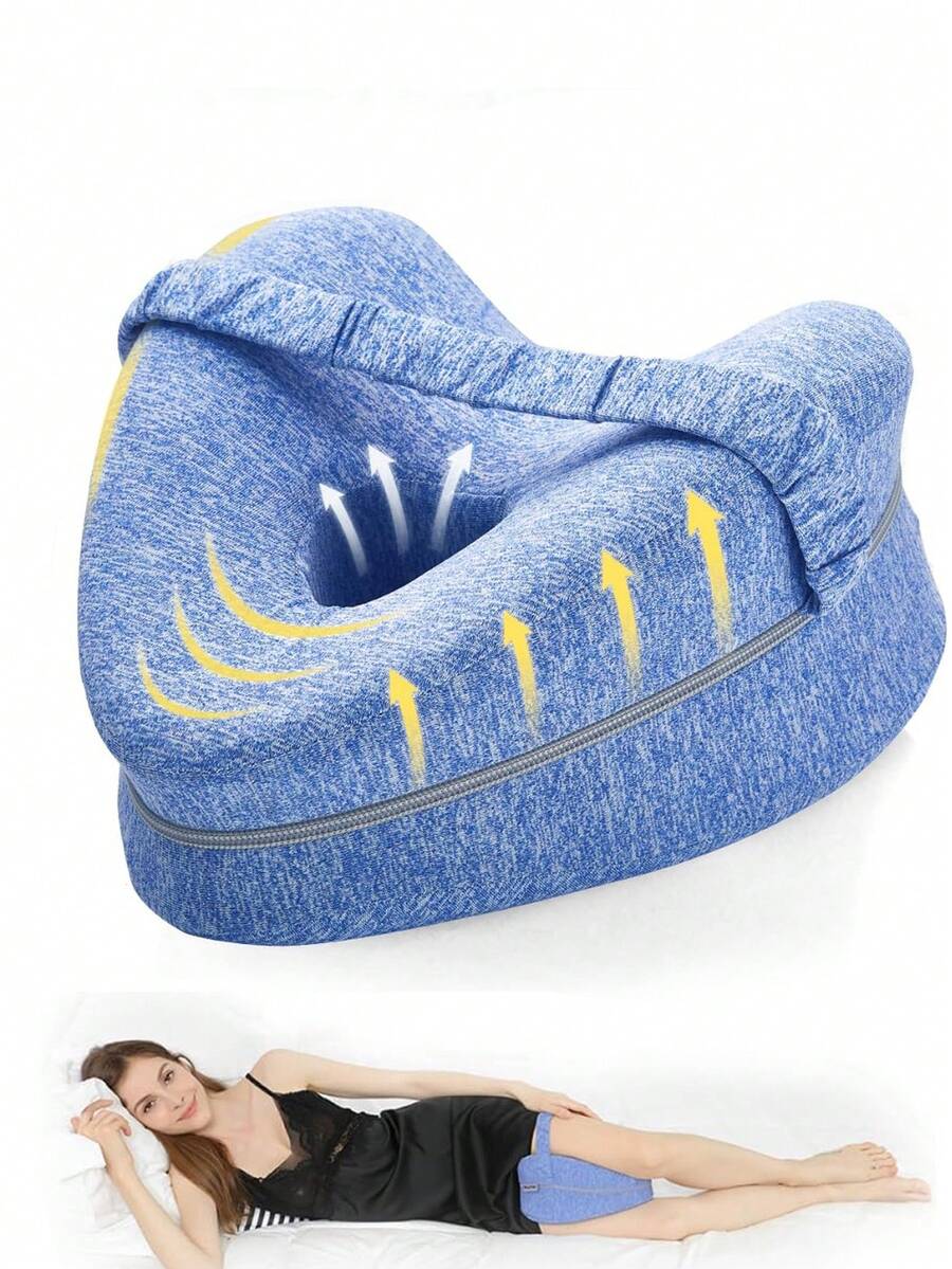 1PC Leg Pillow Ergonomic Side Sleeping Pillows Memory Foam Knee Pillow With Strap For Side Sleeper Leg Support Cushion With Removable And Washable Cover