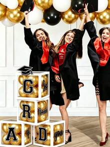 2026 Luxury Graduation Party Decorations, White Graduation Decor, Minimalist Style Graduation Ball Gift Box Set, Suitable For Middle School, High School, University And Other Grade Graduation Parties. Reusable Balloon Box For Graduation Photo Booth And Ball Party Supplies, Printed With "Class Of 2026", "2026: I'm Proud Of You", Congratulatory Graduation Party Decorations Suitable For Any Grade. - White Balloon Box - View 5