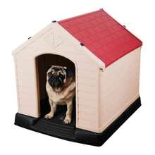 Casa de plástico para Perros casa Duradera para Perros pequeños medianos y Grandes con Suelo Elevado y Rejillas de ventilación ventila fácil de Limpiar y Montar Dog Kennel - Rojo - Ver 9