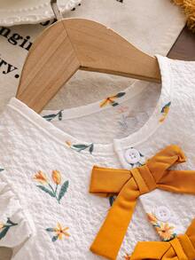 New Summer Woven Printed Romper For Baby Girls, Sweet & Cute, Suitable For Birthday Gift And Outdoor Daily Wear - Multicolor - View 3