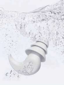 2pcs Set Simple White Waterproof Silicone Ear Plugs, Soft Comfortable Noise Isolating Ear Protection For Sleeping, Swimming, Diving, Surfing, Practical Gift For Mother's Day And Graduation - Beraneka warna - View 3