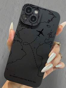 Airplane Pattern Liquid Silicone Phone Case, All-Round Protection, Shockproof And Drop-Resistant, TPU Soft Rubber Material, Suitable For IPhone 11/12/13/14/15/15 Pro/15 Plus/15 Pro Max/7 Plus/8 Plus/X/Xs Max/Xr/11 Pro/12 Pro/13 Pro/14 Pro/12 Mini/13 Mini/11 Pro Max/12 Pro Max/13 Pro Max/14 Pro Max/14 Plus/6/6s/6 Plus/7/8/SE, And Galaxy A54/A14/A12/A13/A15/A32/A33/A24/A52S/S20/S21/S22/S23/S24/S23 Plus/S24 Ultra. - Black - View 1