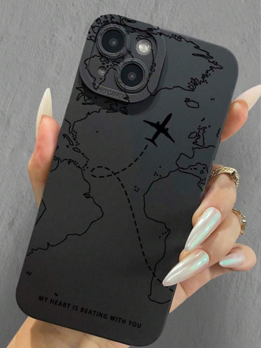 Airplane Pattern Liquid Silicone Phone Case, All-Round Protection, Shockproof And Drop-Resistant, TPU Soft Rubber Material, Suitable For IPhone 11/12/13/14/15/15 Pro/15 Plus/15 Pro Max/7 Plus/8 Plus/X/Xs Max/Xr/11 Pro/12 Pro/13 Pro/14 Pro/12 Mini/13 Mini/11 Pro Max/12 Pro Max/13 Pro Max/14 Pro Max/14 Plus/6/6s/6 Plus/7/8/SE, And Galaxy A54/A14/A12/A13/A15/A32/A33/A24/A52S/S20/S21/S22/S23/S24/S23 Plus/S24 Ultra. - Black - View 1