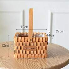 Small Picnic Basket Handmade Woven Flower Baskets Portable Rattan Flower Container Holder Decorative Camping Picnic Storage Basket Home Organizer Color : 01 (3) - 3 - Ver 3