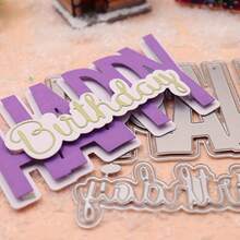 1pc Happy Birthday Greeting Cutting Die, Carbon Steel Embossing Mold For DIY Greeting Card, Photo Album, Holiday Card Making - Single Piece - View 5