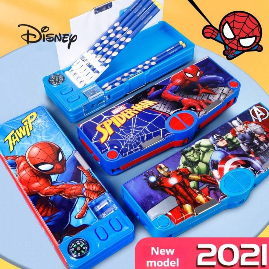 Marvel 迪士尼文具盒 學生用多功能塑膠自動鉛筆盒 雙層大容量文具袋 - 單件 - 查看 1