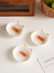 1pc/4pcs Ceramic Cat Shaped Dipping Dish, Suitable For Nuts, Chocolates And Candies; Siamese Cat And Black Cat Dipping Dishes, Cute And Elegant. Great For Restaurant And Kitchen Tableware, Party And Gathering Snack Plates, Also Can Be Used As Gifts Or Holiday Decorations - Multicolor - View 4