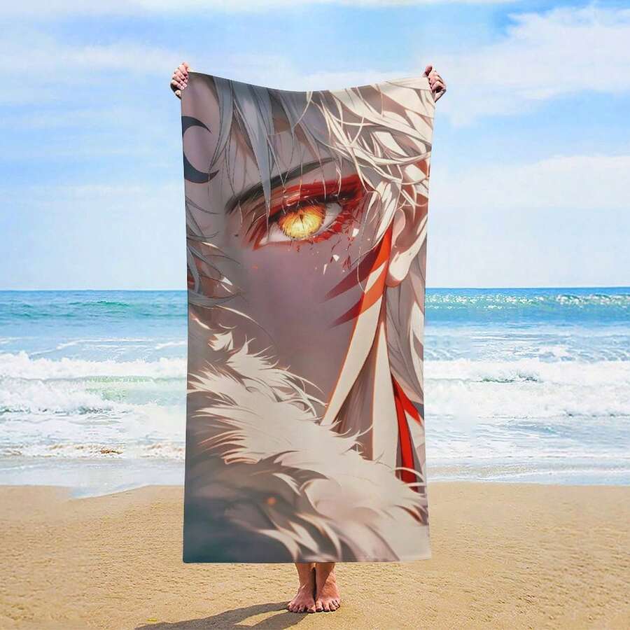 Inuyashas Anime Beach Towel Poncho Cartoon Bathing Towels Cover-Ups Quick Dry Sand Free Yoga Spa Gym Pool Mountain Climbing Towel - 75*150 - 查看 1
