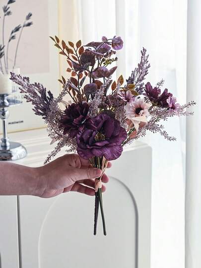 1 Bunch Of Artificial Flowers, Including Artificial Anemones, Daisies, And Eucalyptus, Realistic To The Touch, Suitable For Vases, Home, Hotel Rooms, Wedding Decorations, Table Centerpieces, Autumn Decorations, Etc.